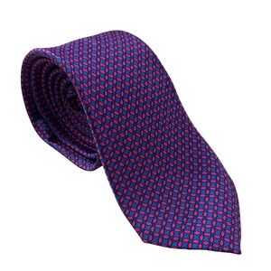 J Crew Tie Geometric Preppy Business Professional Retro Bold Patterned Red Blue